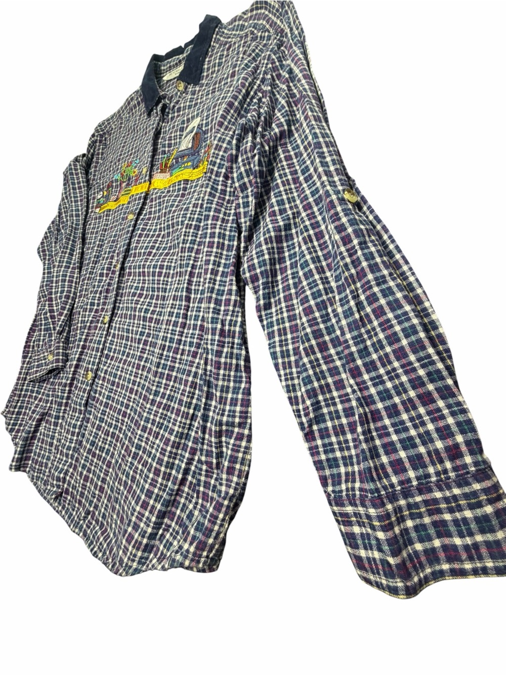Vintage Victoria Jones Woman 20W Plaid Button Front Shirt Teacher Books Cat - Picture 3 of 13